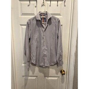 Luchiano Visconti Men's Medium Button‎ Up Shirt Lavender Blue Paisley Cotton
